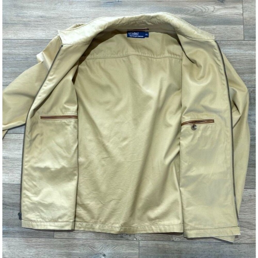 Polo Ralph Lauren Europe Bi Swing Mens XL Tan Pony Logo Leather Trim Jacket Rare - Picture 10 of 15